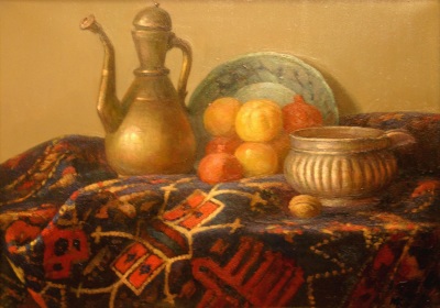 (image for) Handmade oil painting Copy paintings of famous artists KapakaweB,Still life with carpet and utensils - Click Image to Close